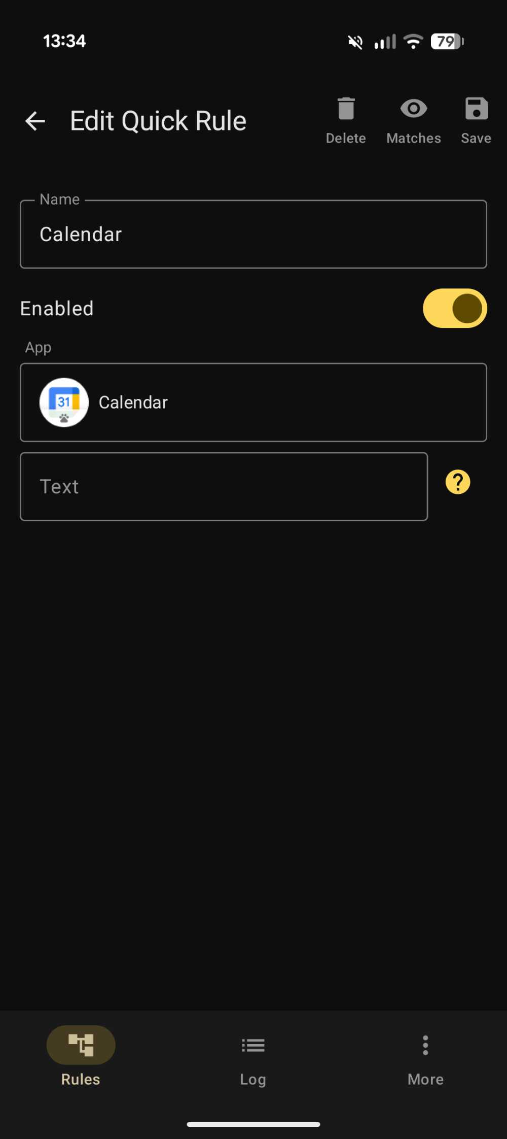 Quick rule for calendar app